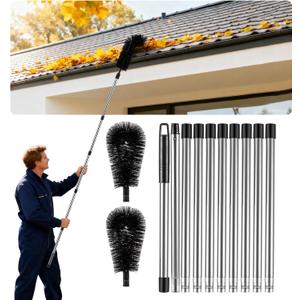 Gutter Cleaning Tools from The Ground - 12.7FT Long Adjustable gutter Cleaner & Brush, No Ladder Needed | Gutter Clean Out Tool Makes it Easy To Clean Leaves, Branches And Debris from Gutters