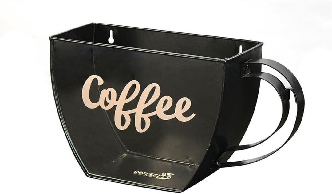 CoffeeI.V. Coffee Cup Shaped Pod Holder - Wall Mounted or Counter Top, Anti Slip - Durable, Functional, Space Saving - Doubles as Decor For Your Kitchen, Coffee Bar - Glass Front (Black Coffee)