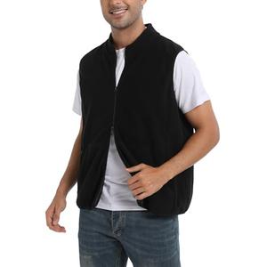 Argstar Men's Fleece Vest with Zipper Pockets, Full-Zip Casual Lightweight Sleeveless Outerwear Gilet Black XXXXL