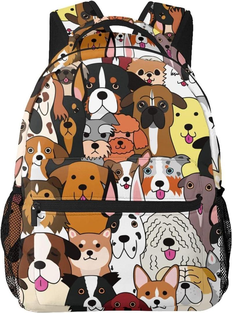 Dog Fun Cute Face Backpack For School Laptop Bags Bookbag Big Casual Daypack For Student Girls Boys Kids Teens Travel Sports Work