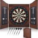 Sisal Dart Board Cabinet Sets, Decorative Dart Boards for Adults [6*Steel Darts] - Wooden Dartboard Cabinet with Integrated Scoreboard for Family Game Rooms