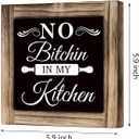 No Bitchin' Rustic Wooden Tabletop Decor Sign - Farmhouse Wooden Kitchen Quotes Box Sign - Funny Mom Gift