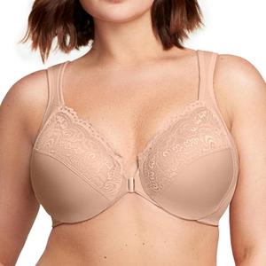 Glamorise womens Full Figure Wonderwire Front Close Bra #1245, Cafe, 46B