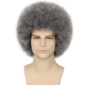 70s Grey Afro Wigs for Men Women Glueless Wear and Go Wig for Disco Halloween Costume Party Daily Use (Ombre Grey)