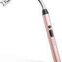 Electric Candle Lighter, Safty Lock, USB Type-C Port, Rechargeable Lighter, Windproof Flameless, Led Display, for Home Kitchen (Rose Gold)