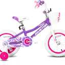 JOYSTAR Petal 16" Kids Bike 4-7Y, Training Wheels, Purple