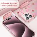 ZTOFERA for iPhone 14 Pro Case,Cute Pink Ribbon Bow Tie Planet Star Floral Aesthetic Phone Case,Trendy Slim Hard IMD Shockproof Protective Bumper Phone Cover for Women Girls,Strawberry