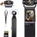 2K Body Camera 2026 Version Vlogging Camera 64G Portable Handheld Body Cam with 360 Rotating Lens, EIS Stabilization for Meeting, Cycling, Adventure Sports, and Dailly Use, 32GB