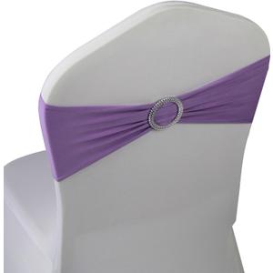 WELMATCH Lavender Spandex Chair Bands Sashes - 12 pcs Wedding Banquet Party Event Decoration Chair Bows Ties (Lavender, 12 pcs)