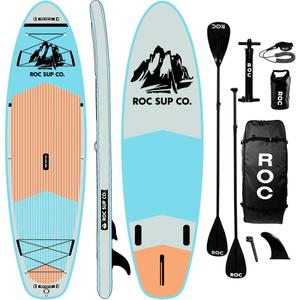 Roc Inflatable Stand Up Paddle Boards with Premium SUP Paddle Board Accessories, Wide Stable Design, Non-Slip Comfort Deck for Youth & Adults