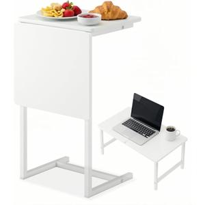 Bed Tray Table for Eating, Kitchen Serving Trays, Small Side Table for Sofa, Beds, Eating, Working, Used As Laptop Desk Snack Trays-1 pc-White