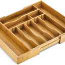 Night Tree Deep Bamboo Drawer Organizer  Expandable Utensil and Silverware Tray for Kitchen Cutlery and Flatware, Large Size (21.6" or 13.7" x 17" x 2.5")