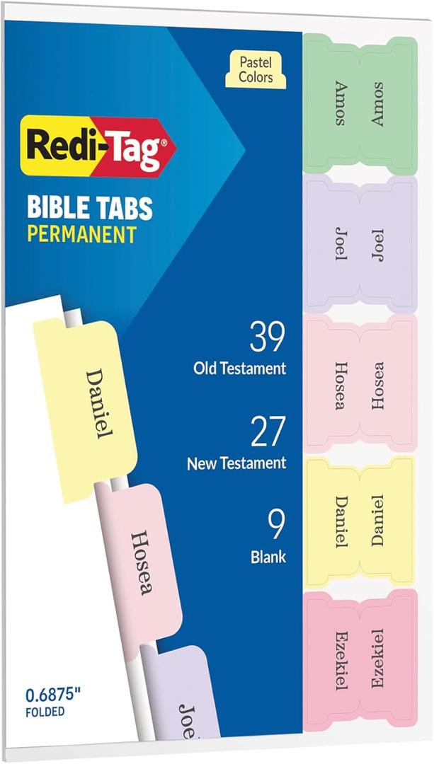 3 x Redi-Tag Bible Tabs, Bible Tabs for Men and Women, Printed and Customizable Bible Labels, Bible Annotation Kit, Pastel Colors, 75 Pack (1002456)