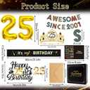 25th Birthday Decorations for Men - Vintage 2001 Birthday Supplies with Banner, Crown, Sash, Cake Topper, Gold 25 Number Balloons, Card with Envelope, 25 Year Old Party Decor Set for Him