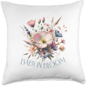 Baby in bloom baby shower floral wildflowers Throw Pillow
