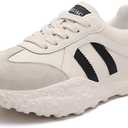 Platform Fashion Sneakers for Women Suede Patchwork Casual Lace Up Tennis Shoes Comfortable Non-Slip Women Walking Shoes Size 41