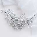 Catery Crystal Bridal Hair Combs Rhinestones Hairpieces Flower Wedding Clips Accessories for Brides and Women Pack of 1(Silver)