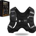 ZUETK Weighted Vest,12lb Weight Vest with Reflective Stripe, Weighted Vest for Men Women Workout Equipment for Strength Training, Running, Jogging, Fitness, Weight Loss (Black with Bag)
