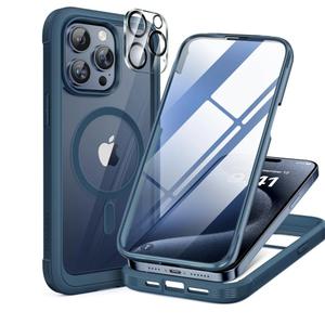 Miracase Magnetic for iPhone 17 Case 6.7'' [Compatible with Magsafe] Full-Body Drop Proof Bumper Phone Case for iPhone 17 with Built-in 9H Tempered Glass Screen Protector, Black