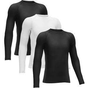Rolimaka 3 Pack Boys' Girls' Compression Shirts Youth Long Sleeve Undershirt Sports Moisture Wicking Baselayer 2Black 1White Medium