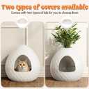 Plant Litter Box Egg-Shaped, Hidden Cat Litter Box Enclosure - Secret Small Litter Box Furniture with Two Interchangeable Top, for Living Room Corner, Ivory White, 20"×20"×19.6"