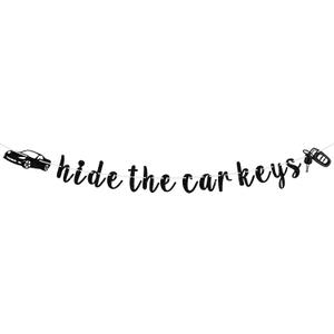 2 x Hide the Car Keys Banner, Funny Birthday Party Decorations for Boys Girls 16 15 Years Old, Sweet 16, Happy 16th Birthday Party Decorations Supplies, Gifts Ideas