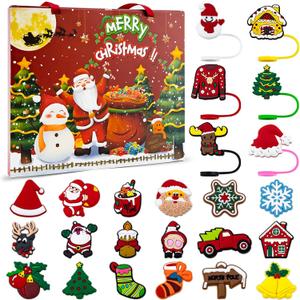 2 x Advent Calendar for Teen Girls Kids Straw Toppers Stocking Stuffers for Teen Girls Boys Christmas 2025 Advent Calendar-Christmas Straw Cover