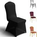 Trlyc 50 Pcs Spandex Chair Covers for Dining Chairs Stretch Polyester Dining Chairs Slipcovers for Wedding Party Decor Banquet Flat-Front Chair Cover (Black)