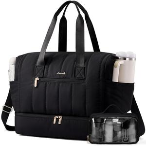 LOVEVOOK Travel Duffle Bag - Puffer Weekender Bags For Women with Shoe Compartment,40L Carry On Overnight Duffel Bags For Airplanes,Hospital Bag for Labor and Delivery