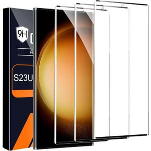 3 Pack HD Clear Tempered Glass Screen Protector for Samsung Galaxy S23 Ultra 5G, Fingerprint Unlock, 3D Curved, Scratch Resistant, Bubble-Free