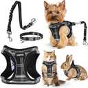 GAMUDA Dog Harness, Collar and Seat Belt Set, Vehicle Safety Harness, Retractable Adjustable Pet Seatbelts with Travel Strap and Carabiner for Most Cars (Black, S)