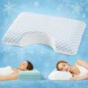 USlixury Side Sleeper Pillow - Adjustable 4 Layer Side Sleeper Pillows for Adults with Superior Support, Curved Neck Support Pillow for Side/Back Sleeper, A Cool Cover CertiPUR-US Memory Foam Pillows (White)
