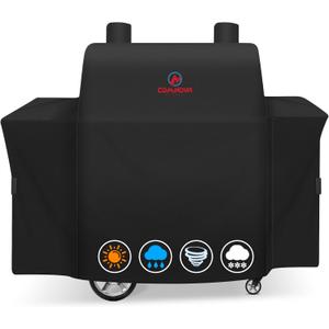 Grill Cover for Oklahoma Joe's Rider 900 & Rider DLX Grill - 600D Premium BBQ Cover Waterproof and Heavy Duty for Oklahoma Joe's Charcoal Offset Smoker, 55" L x 30" W x 49" H