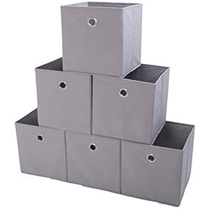 Amelitory Storage Bins Foldable Cube Organizer Fabric Drawer Set of 6 Gray