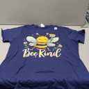 Bee Kind Cute bee with Flower Kindness T-Shirt (Small, Blue)