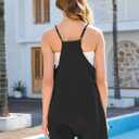 Rompers for Women Summer Casual Waffle Knit Sleeveless Romper Spaghetti Strap Shorts Overalls Jumpsuit with Pockets (Small, Black)