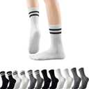 GLENMEARL Pilates Socks with Grips for Women, 3/6 Pairs Yoga Non Slip Long Socks, Grip Sock for Pilates, Dance Workout (9-11, 6 Pack Mix (Black,white,grey))