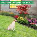 25 Panels No Dig Decorative Garden Fence, 32in(H) X 50ft(L) Tall Dog Fence Outdoor for Yard, Rustproof Metal Wire Garden Fencing Animal Barrier with Ground Stakes, Temporary Fencing for Patio Outdoor