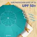 AMMSUN 8 Feet Large Beach Umbrella with Sand Anchor Heavy Duty High Wind Portable Outdoor Umbrellas UV 50+ Protection Air Vent Tilt Patio Garden Pool