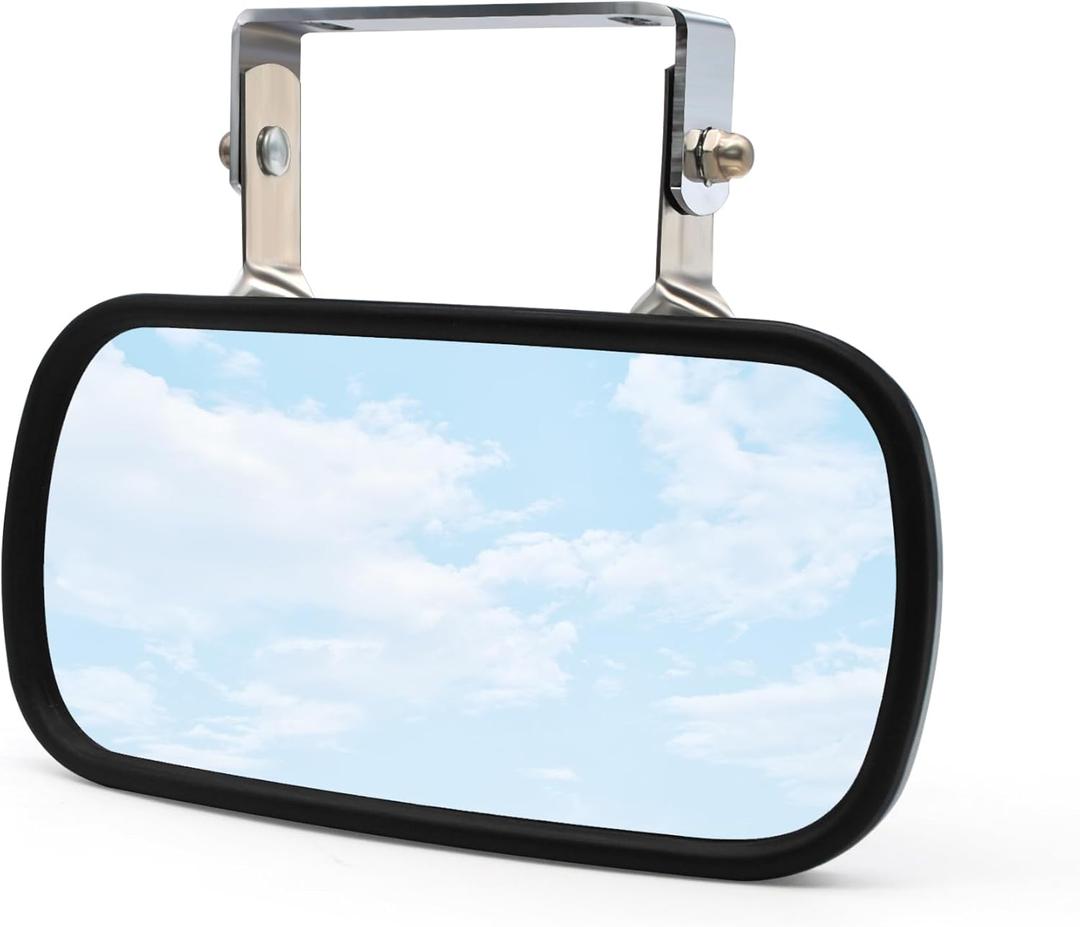 TOEMIRR 8" x 4" Convex Mirror Stainless Steel Rectangular fit for Multiple Scenarios, Tractors Forklifts Trucks Boats Cars Improve Visibility Universal U-Bracket Rearview Mirrors