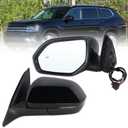 Left Driver Side Mirror Compatible With 2018-2026 VW Atlas With Manual Folding Power Glass Heated Turn Signal Blind Spot Black Replace#3CN857507AG9B9-PFM(6+2Pins)