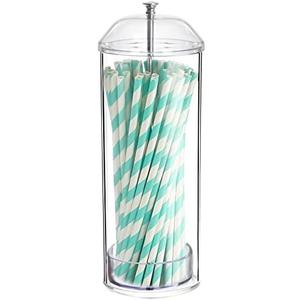Youngever Straw Dispenser, Plastic Straw Holder with Lid, Drinking Straw Container with Lid