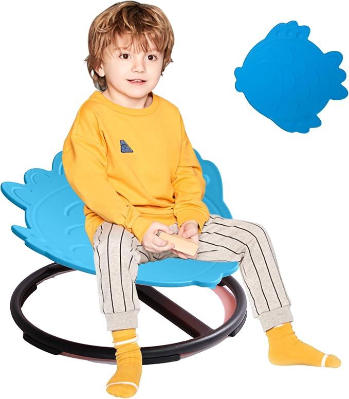 Fish Spinning Chair for Kids, 360° Swivel Seat, Blue
220 LBS Capacity Fish-shaped Spinning Swivel Chair with Fin Handles, Autism Sensory Toy Gift, Indoor Outdoor Play Ages 3+