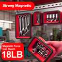 Collapsible Magnetic Parts Tray Set with Extra Strong Magnet Up to 18LB, 3 Different Size Silicone Foldable Tool for Organizing Screw Bolts Nuts Washers Pins and Other Small Metal Parts - Red
