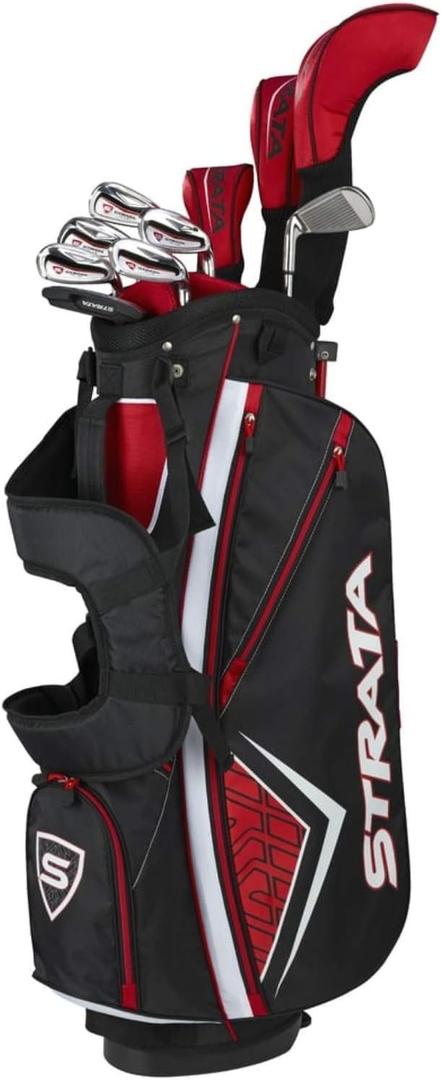 Callaway Golf Strata Plus Complete Set — Right-Handed Men's Standard with Driver (10.5°), 3-Wood (15.5°), 5-Hybrid (5h), 6-Iron, 7-Iron, 8-Iron, 9-Iron, Pitching Wedge (PW), Sand Wedge (SW), Putter, Stand Bag, and Headcovers