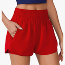 PINSPARK Running Shorts for Women Quick Dry High Waisted Athletic Short 2 in 1 Workout Gym Shorts with Zipper Pockets Size M