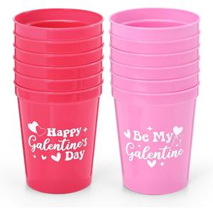 Nefelibata 12Pcs Galentine's Day Cups 16oz Galentines Day Decorations Girl Female Friend Valentine's Day Party Plastic Cup Gift Wrap Idea Ladies Celebration Party Favor Supplies