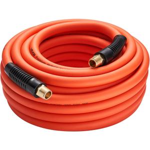 VEVOR Air Hose, 1/2" x 50FT Hybrid Air Compressor Hose, 300 PSI Kink-Resistant Pneumatic Hoses with 1/2-inch Solid MNPT Bras Fittings, Three-Layer Construction, All-Weather Flexibility