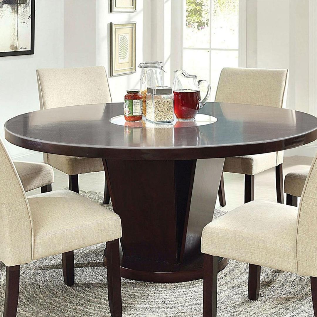 Round Clear Table Protector, 42" Round, 2mm Thick, Scratch Resistant, Clear Plastic Table Cover, Dining Room Table Top Protector