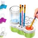 2026 Paint Brush Cleaner Brush Rinser Water Circulation, Brush Cleaner Painting Tool, Water Cycle Paint Brush Rinser With Brush Holder and Palette, Brush Rinser Dispenser for Adults Artist Kid (Green)